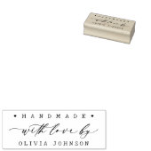 Handgemaakt met Love Script Heart Gepersonaliseerd Rubberstempel (Gestempeld)