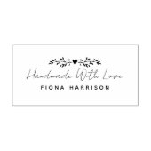 Handgemaakt met Love Script Leaves Rubberstempel (Afrduk)