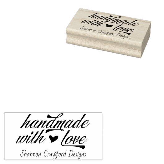 Handgemaakt met Love  Script Rubberstempel (Gestempeld)