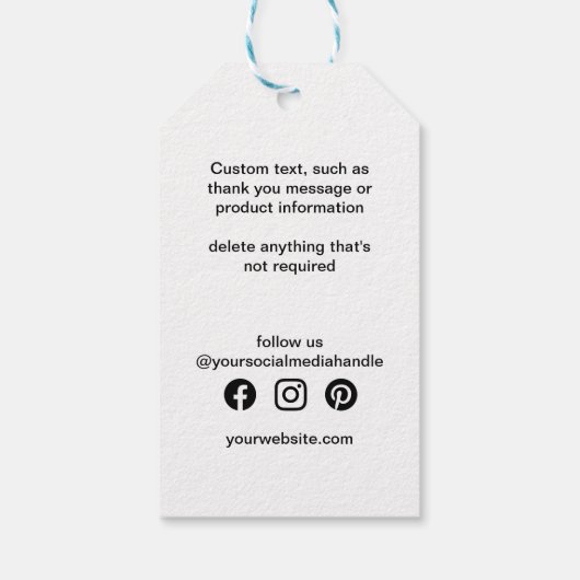 Handgemaakt met Love Script | Uw bedrijf Logo Cadeaulabel (Achterkant)