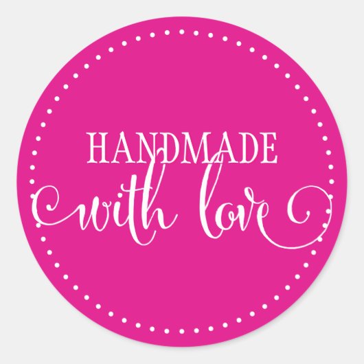 HANDGEMAAKT MET LOVE SEAL modern stijlvol script r Ronde Sticker (Voorkant)