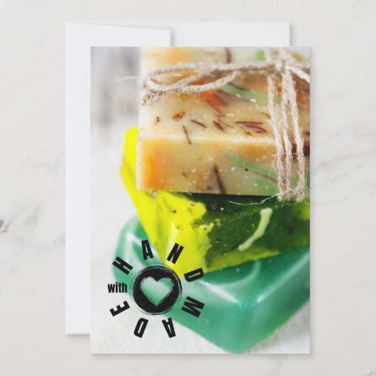 Handgemaakt met Love Sign Soap Maker Business Hear Bedankkaart (Voorkant)