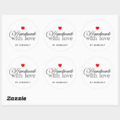 Handgemaakt met Love Simple Classic Round Sticker (Vel)