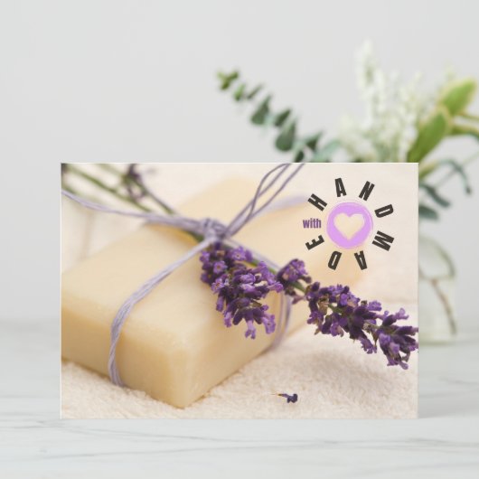 Handgemaakt met Love Soap Maker Business Lavender Bedankkaart (Staand voorkant)