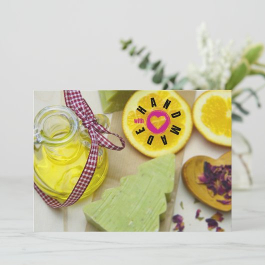 Handgemaakt met Love Soap Maker-kerstboom Bedankkaart (Staand voorkant)