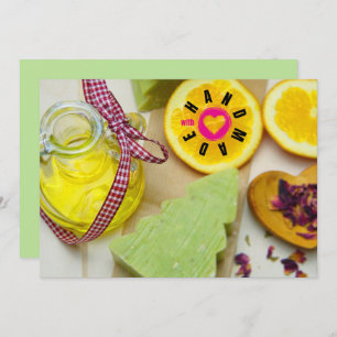 Handgemaakt met Love Soap Maker-kerstboom Bedankkaart