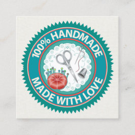 Handgemaakt met Love SQUARE Business Kaart Vierkante Visitekaartje