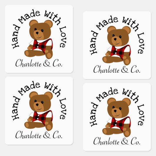 Handgemaakt met Love Teddy Bear Cute Personated Labels (Groep)