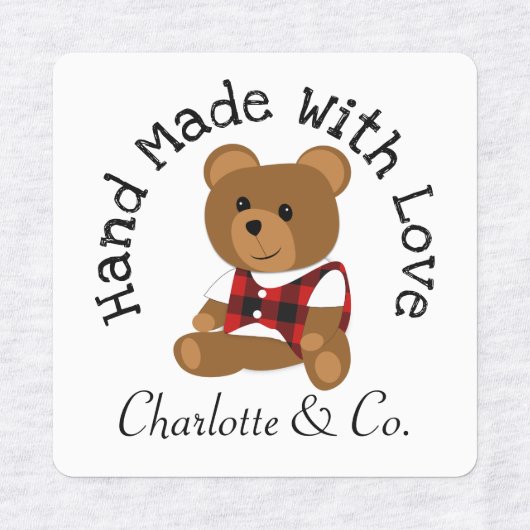 Handgemaakt met Love Teddy Bear Cute Personated Labels (Design 1)
