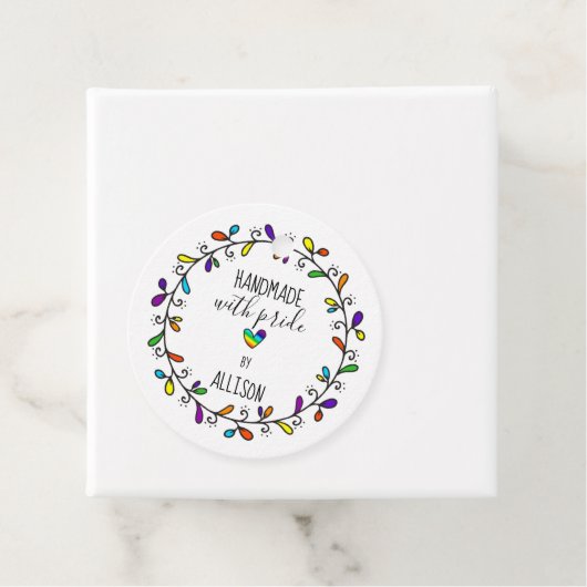 Handgemaakt met Pride Rainbow 🌈Artisan 2-zijdige Bedankjes Labels (In situ)