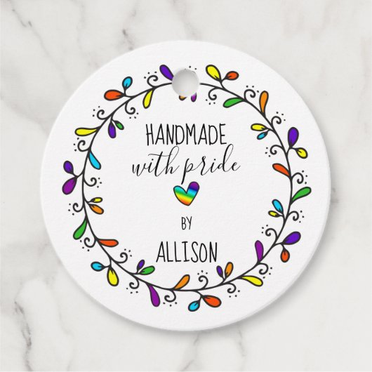 Handgemaakt met Pride Rainbow 🌈Artisan 2-zijdige  Bedankjes Labels (Voorkant)