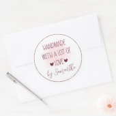 Handgemaakt met veel liefde door naam klassieke ro ronde sticker (Envelop)