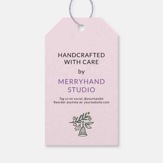 Handgemaakt met zorg Whimsical Green Bell Cadeaulabel (Achterkant)