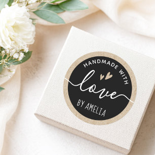 Handgemaakt met zwarte liefde voor Kraft-papier Ronde Sticker