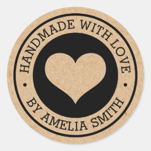 Handgemaakt met zwarte liefde voor Kraft-papier Ronde Sticker