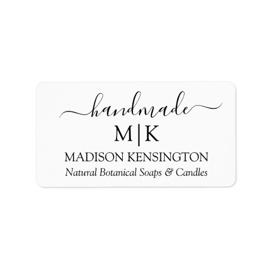 Handgemaakt Monogram of voeg Kleine Onderneming va Etiket (Voorkant)