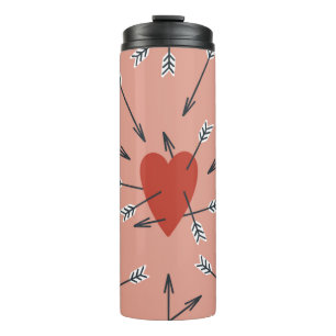 Handgemaakt naadloos patroon met platte illustrati thermosbeker
