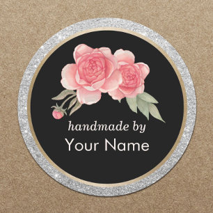 Handgemaakt Product Modern Floral Deco Business Ronde Sticker