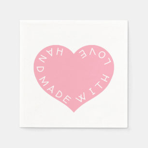 Handgemaakt roze liefdeshart servet