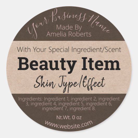 Handgemaakt Skin Care Label DIY Business (Voorkant)