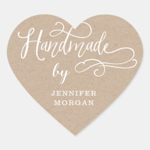 handgemaakt whimsical script monogram hart sticker