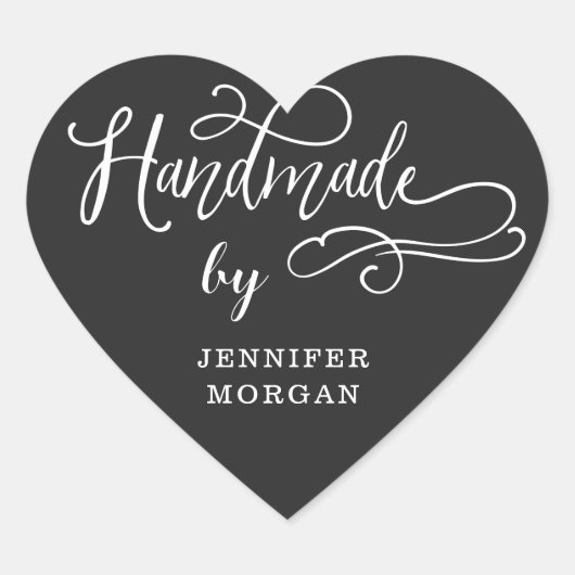 handgemaakt whimsical script monogram hart sticker (Voorkant)