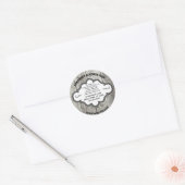 Handgemaakt zeepetiket rustiek grijs hout op maat ronde sticker (Envelop)