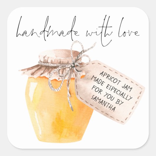 Handgemaakte Abrikozenjam Label Naam (Voorkant)