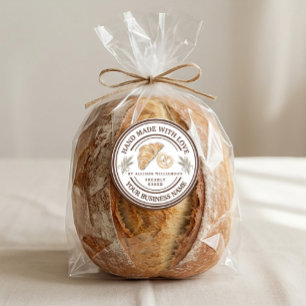 Handgemaakte bakkerijlogo met tarwepieken ronde sticker