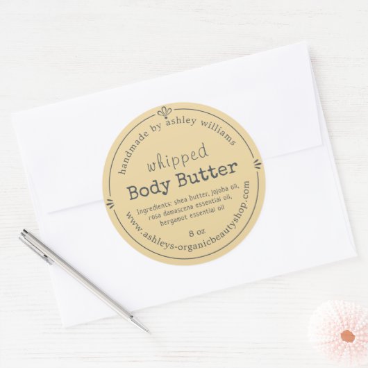 Handgemaakte Biologische Body Butter Label Zonlich (Envelop)