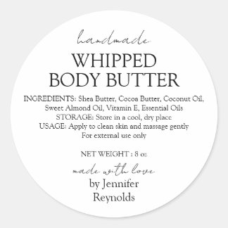 Handgemaakte Body Butter Biologisch Bedrijf Klassi Ronde Sticker