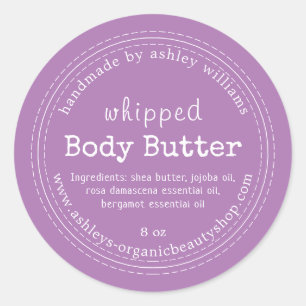 Handgemaakte Body Butter Biologisch Bedrijf Paars Ronde Sticker