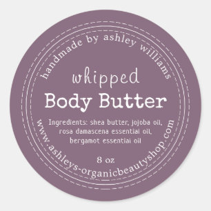 Handgemaakte Body Butter Biologisch Bedrijf Paars Ronde Sticker