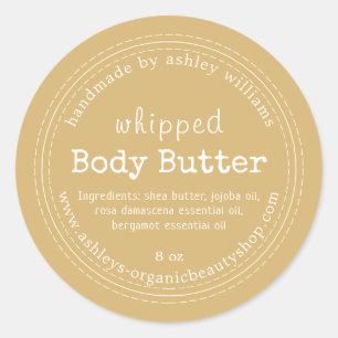 Handgemaakte Body Butter Organic Business Gold Yel Ronde Sticker