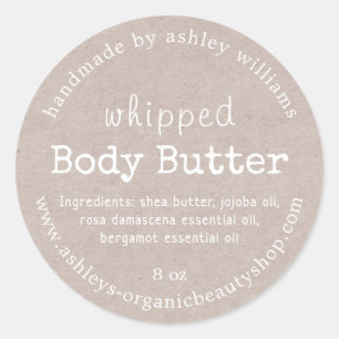 Handgemaakte Body Butter Organic Business Kraft Ronde Sticker