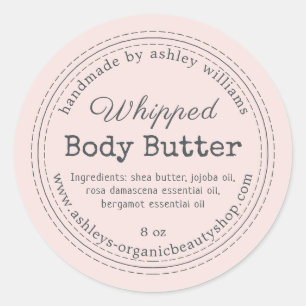 Handgemaakte Body Butter Roze Biologisch Zakelijk Ronde Sticker