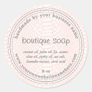 Handgemaakte Boutique Soap Pastel Roze Snake Patro Ronde Sticker