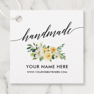 Handgemaakte Calligrafie Manuscript Geel White Flo Bedankjes Labels