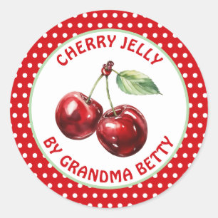 Handgemaakte Cherry Jelly gepersonaliseerd Ronde Sticker