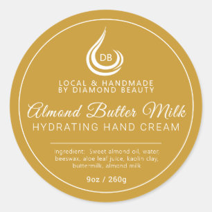 Handgemaakte crème swirl druppel logo productetike ronde sticker