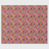 Handgemaakte Floral Patchwork Quilt Achtergrond Cadeaupapier (Vlak)