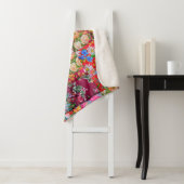 Handgemaakte Floral Patchwork Quilt Achtergrond Sherpa Deken (In situ)