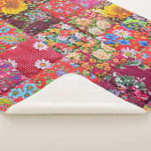 Handgemaakte Floral Patchwork Quilt Achtergrond Sherpa Deken (3/4)