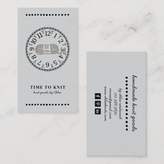handgemaakte gebreide artikelen visitekaartje (Voorkant / Achterkant)