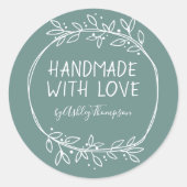 Handgemaakte handleiding met persoonlijke liefde,  ronde sticker (Voorkant)