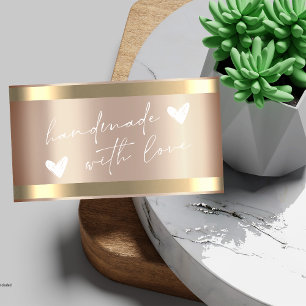 Handgemaakte Harten Gouden Streep Roze Goud Visitekaartje