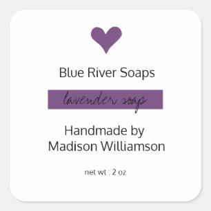 Handgemaakte Homemade Lavender Soap Bedrijfsna Vierkante Sticker