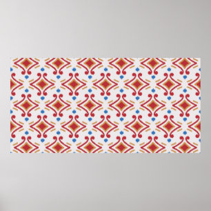 Handgemaakte Ikat stof. Etnische naadloze patronen Poster