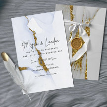 Handgemaakte inkt glitters chic gouden trouw uitno