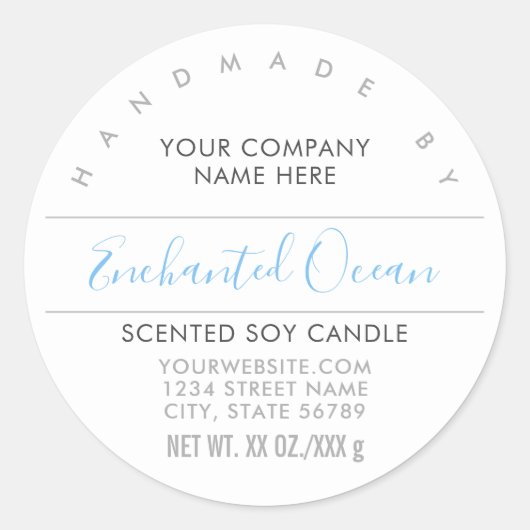 Handgemaakte Kaars of zeep Turquoise Product Label (Voorkant)